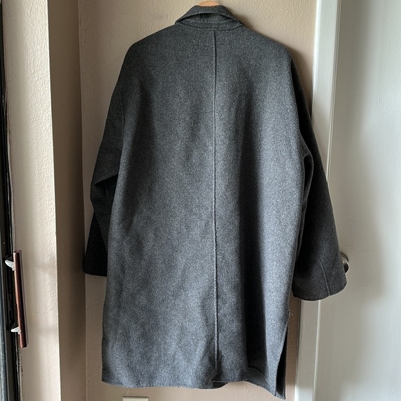 ZARA Women’s Oversized Wool Blend Gray Double Breasted Trench Coat - Picture 13 of 13